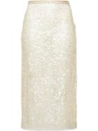 Miu Miu Nylon Sequin Sheath Skirt - Neutrals