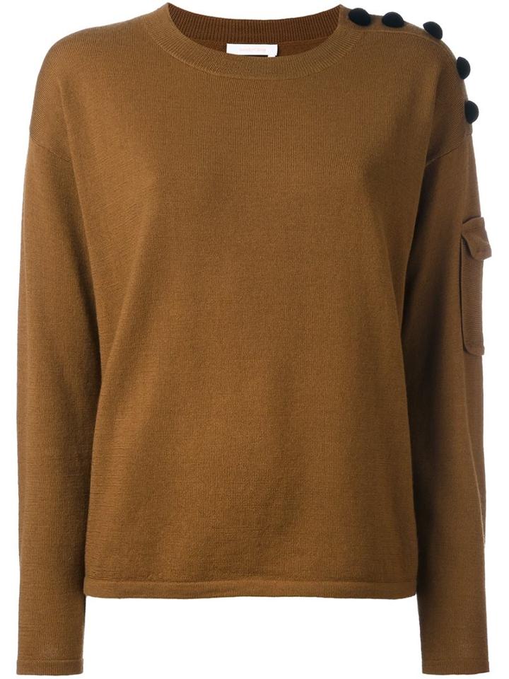 See By Chloé Buttoned Shoulder Jumper, Women's, Size: Xs, Nude/neutrals, Wool