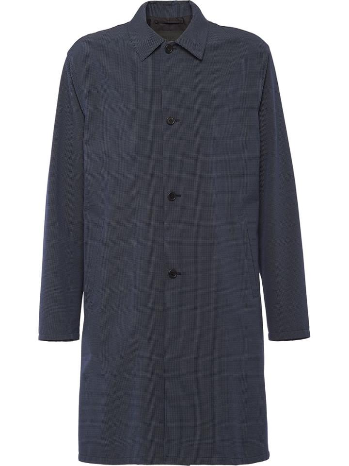 Prada Technical Houndstooth Check Raincoat - Grey