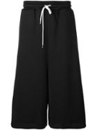 Maison Mihara Yasuhiro Stripe-detail Wide-leg Shorts, Men's, Size: 46, Black, Polyester