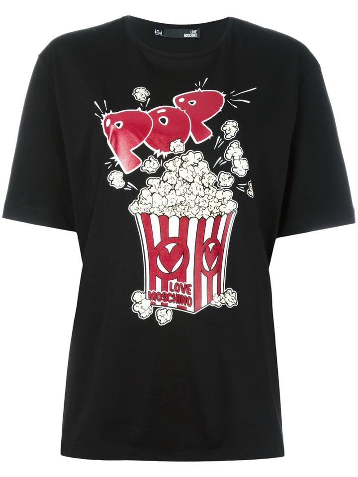 Love Moschino 'pop Corn' T-shirt, Women's, Size: 42, Black, Cotton