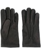 Orciani Stitching Detail Leather Gloves - Black
