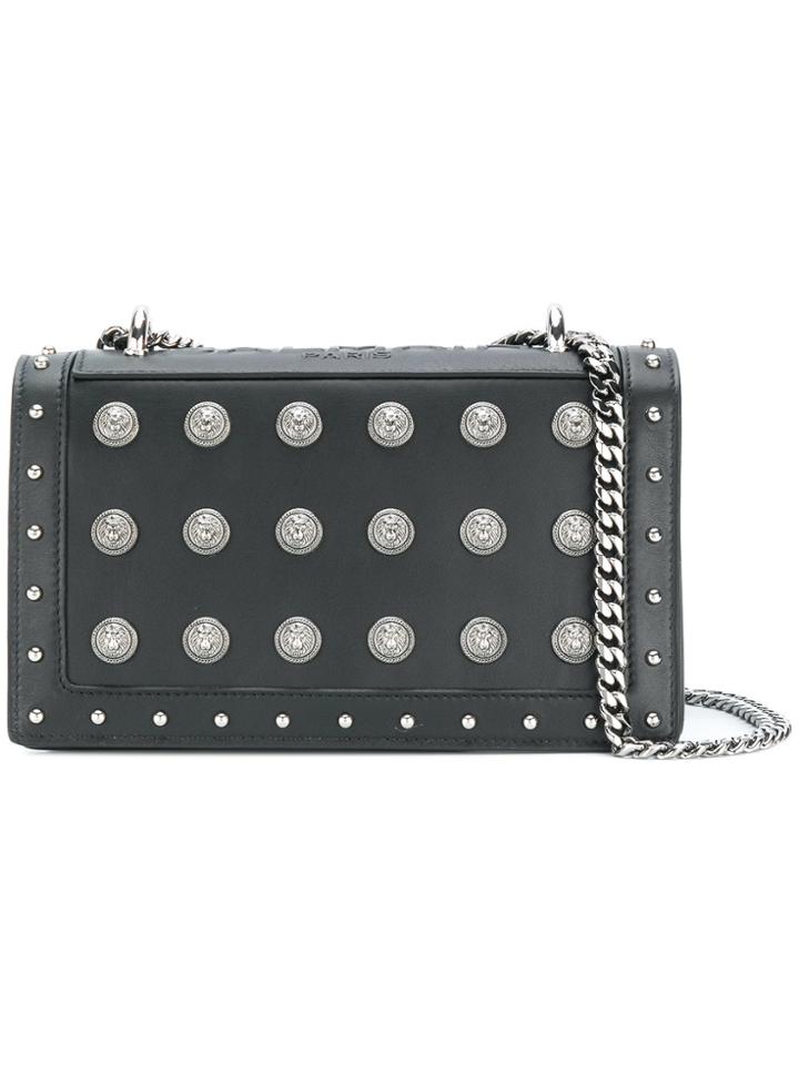 Balmain Love Button Embellished Shoulder Bag - Black