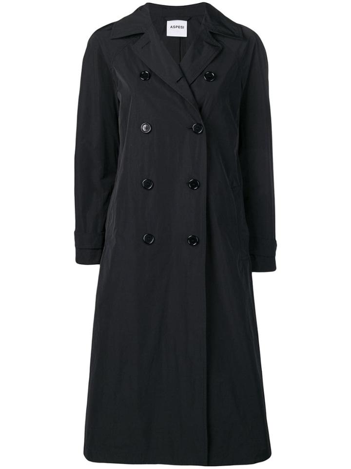 Aspesi Flared Double-breasted Coat - Black