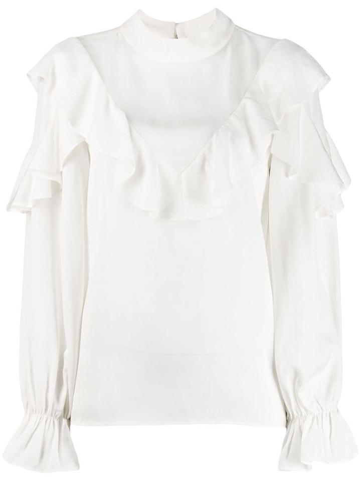 Jovonna Pouf Ruffle-trimmed Blouse - White