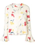 Oscar De La Renta Floral Print Jacket - White