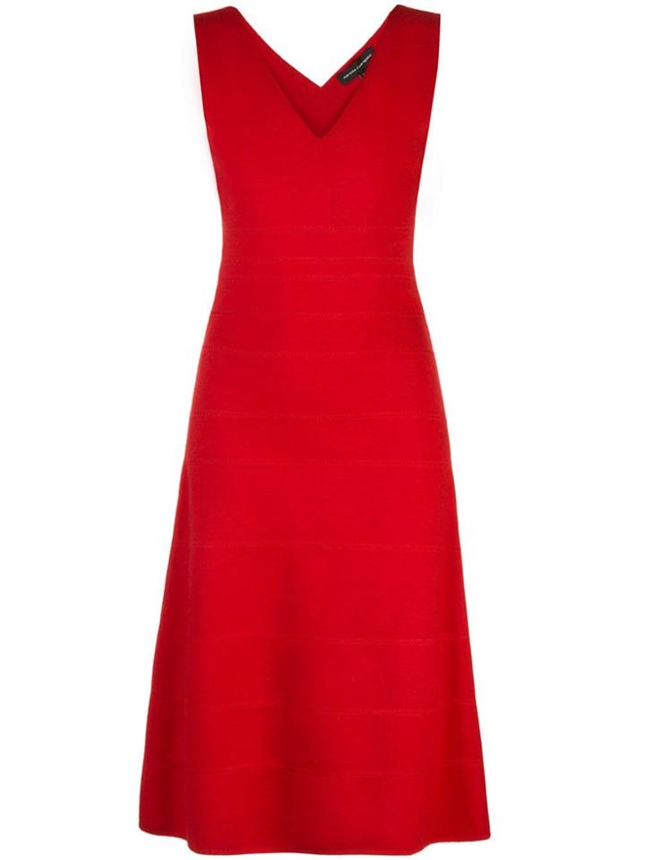 Narciso Rodriguez Knitted V-neck Dress - Red