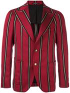 Tagliatore Striped Two Button Blazer, Men's, Size: 52, Red, Cupro/virgin Wool
