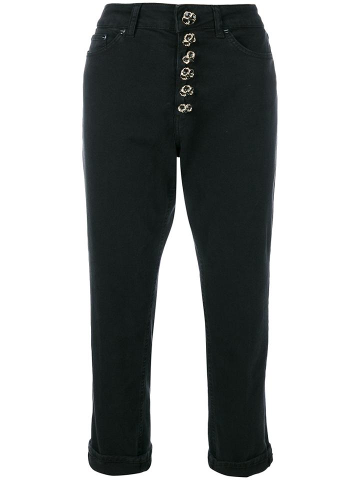 Dondup Embellished High Waisted Trousers - Black