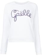 Gaelle Bonheur Beaded Logo Sweatshirt - White