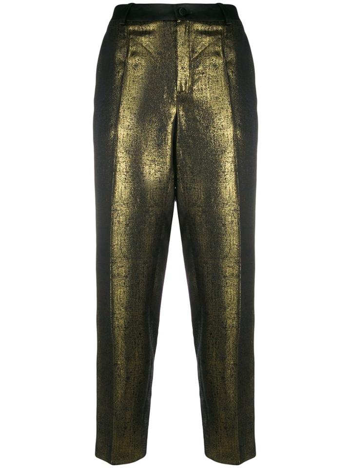 Lanvin Pre-owned Metallic Straight-leg Trousers - Gold