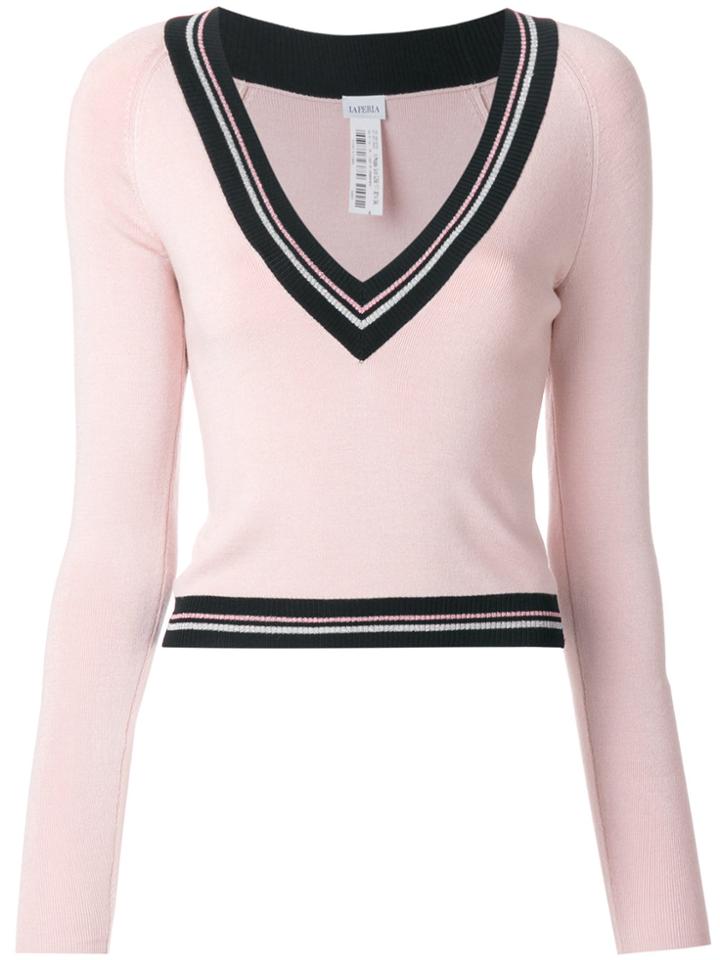 La Perla Deep V-neck Knit - Pink & Purple