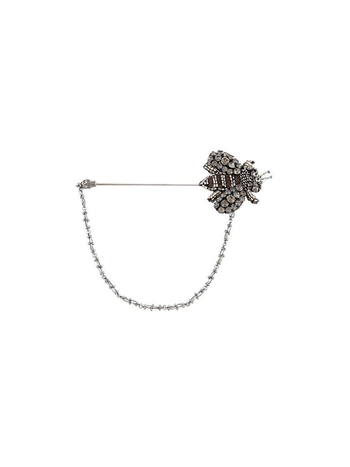 Dolce & Gabbana Embellished Bee Pin - Grey
