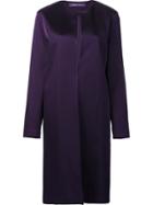 Ralph Lauren Collarless Midi Coat - Pink & Purple