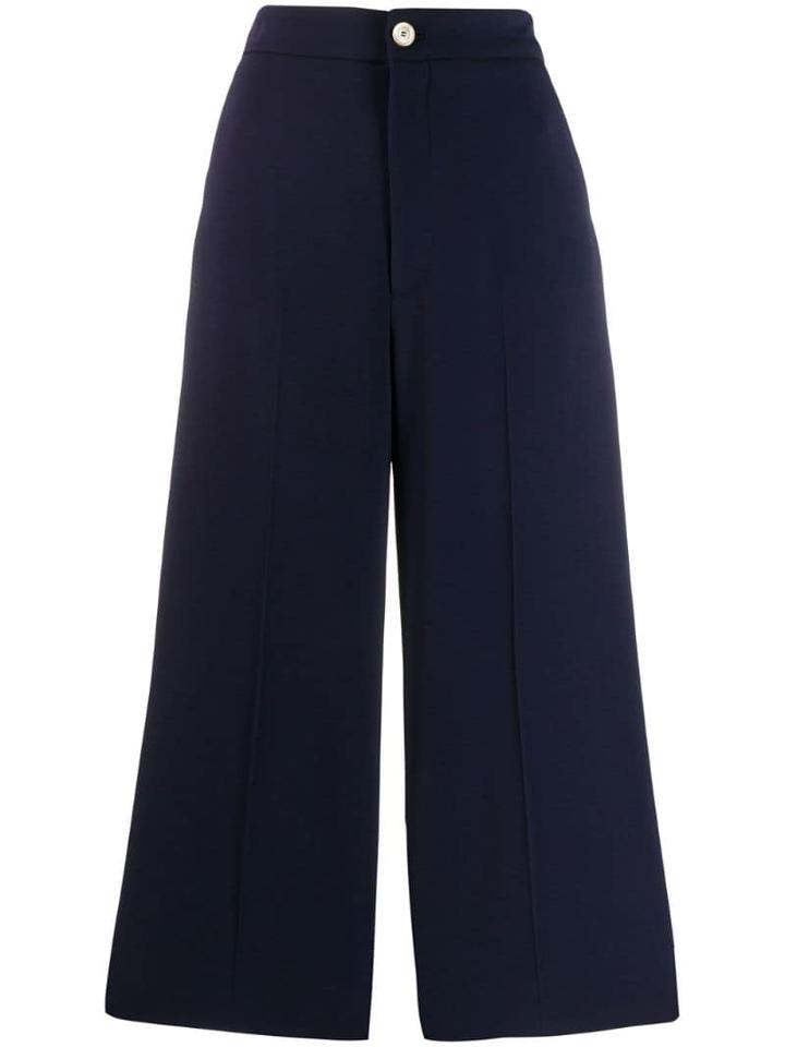 Gucci Viscose Culotte Trousers With Web - Blue