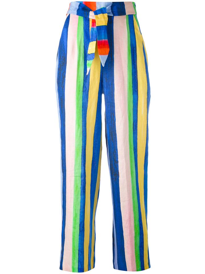 Mara Hoffman - Striped High-waisted Trousers - Women - Linen/flax/viscose - 0, Blue, Linen/flax/viscose