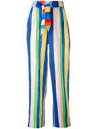 Mara Hoffman - Striped High-waisted Trousers - Women - Linen/flax/viscose - 0, Blue, Linen/flax/viscose