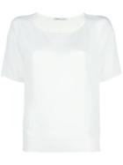 Agnona Round Neck Shortsleeved Blouse, Women's, Size: 40, White, Silk