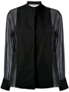 Lanvin - Sheer Sleeve Blouse - Women - Cotton/silk/polyamide - 36, Black, Cotton/silk/polyamide
