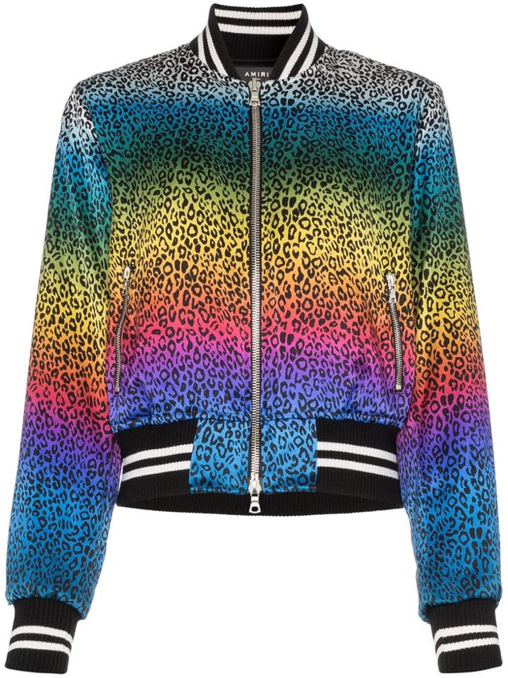 Amiri Leopard Print Bomber Jacket - Black White