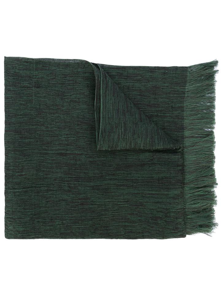 Issey Miyake Men - Fringed Scarf - Men - Silk/cotton/cupro - One Size, Green, Silk/cotton/cupro
