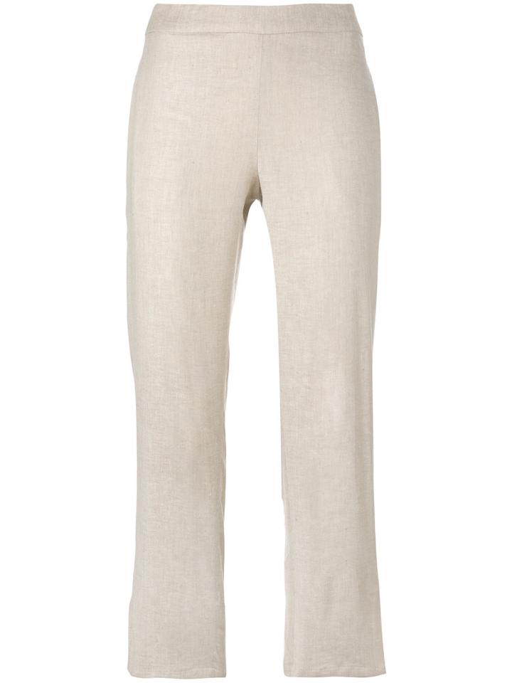 Theory - Straight Cropped Trousers - Women - Cotton/linen/flax/spandex/elastane/viscose - 4, Nude/neutrals, Cotton/linen/flax/spandex/elastane/viscose
