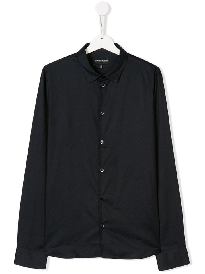 Emporio Armani Kids Long-sleeve Fitted Shirt - Blue