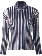 Pleats Please By Issey Miyake Zip Front Striped Top