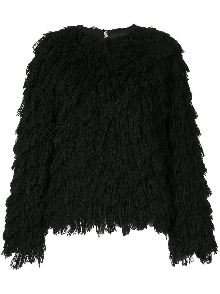 Goen.j Diagonal Fringe-embellished Top - Black