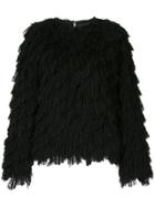 Goen.j Diagonal Fringe-embellished Top - Black