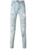Stampd Ripped Biker Jeans, Men's, Size: 28, Blue, Cotton