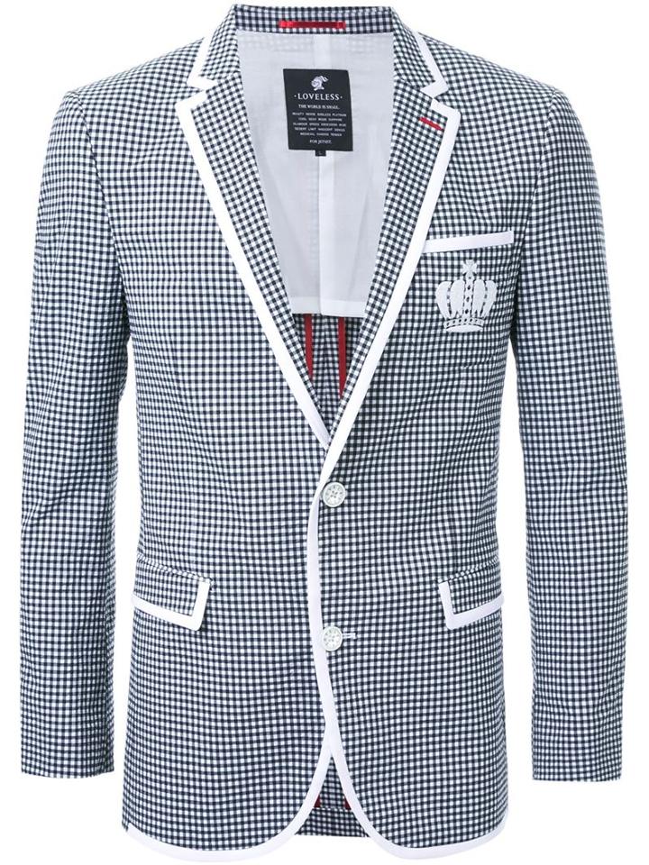 Loveless Contrast Trim Checked Print Single Breasted Blazer
