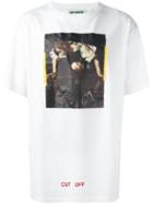 Off-white 'cut Off' Printed T-shirt, Men's, Size: Xs, White, Cotton