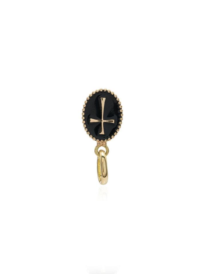 Gigi Clozeau 18kt Yellow Gold Cross Charm - Black/gold