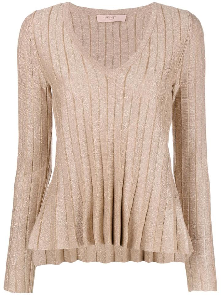 Twin-set Ribbed Detail Sweater - Metallic