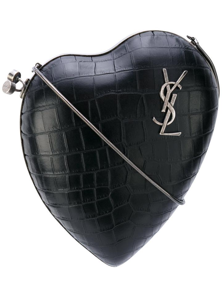 Saint Laurent - Love Box Clutch - Women - Calf Leather/metal - One Size, Black, Calf Leather/metal