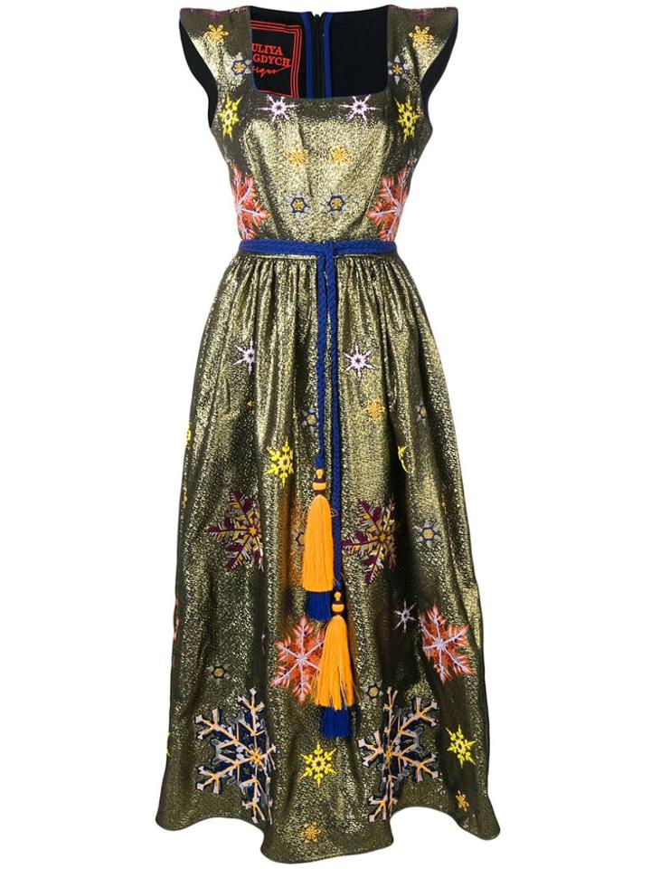 Yuliya Magdych Snowflakes Embroidered Dress - Gold