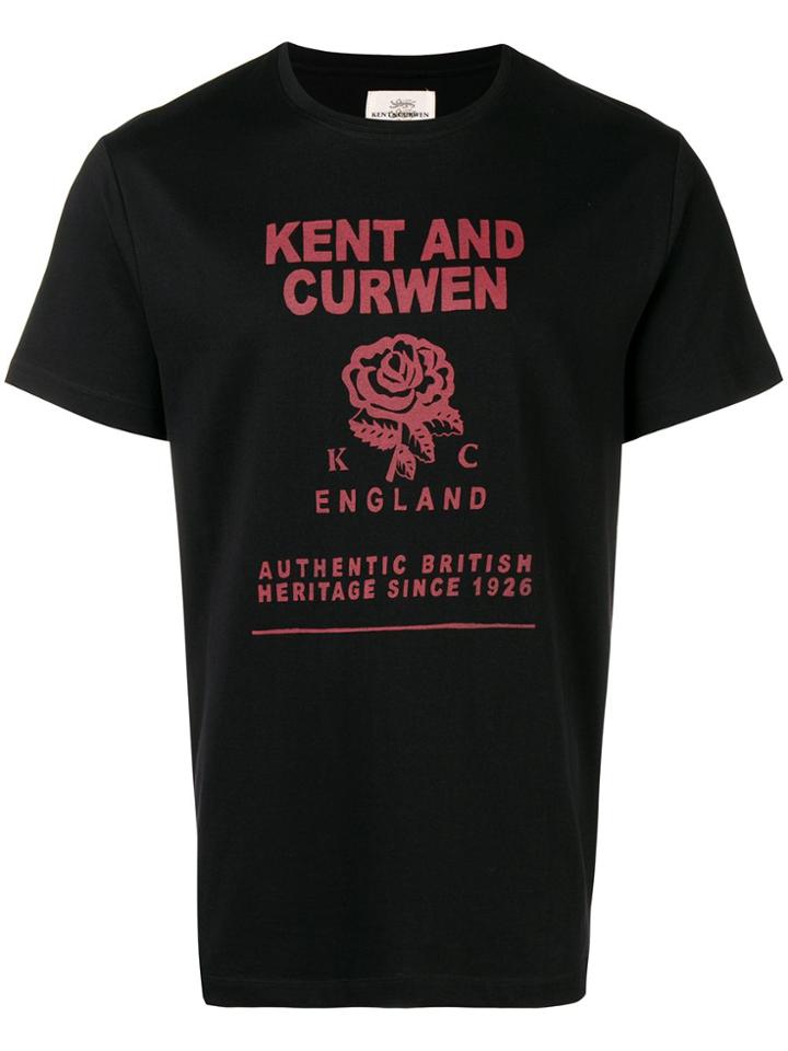 Kent & Curwen Logo Rose Band Printed T-shirt - Black