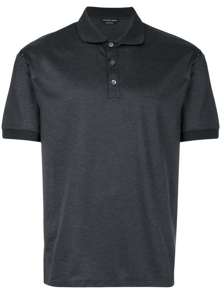 Alexander Mcqueen Skull Insert Polo Shirt - Grey