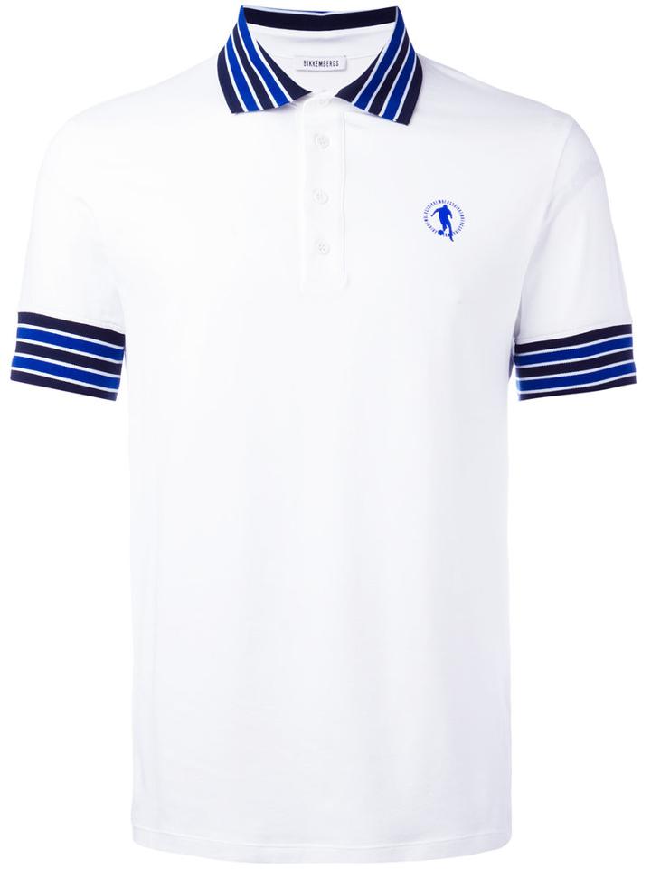 Dirk Bikkembergs Contrast Collar Polo Shirt, Men's, Size: Medium, White, Cotton/spandex/elastane