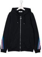 Msgm Kids Teen Stripe Detail Zipped Hoodie - Blue