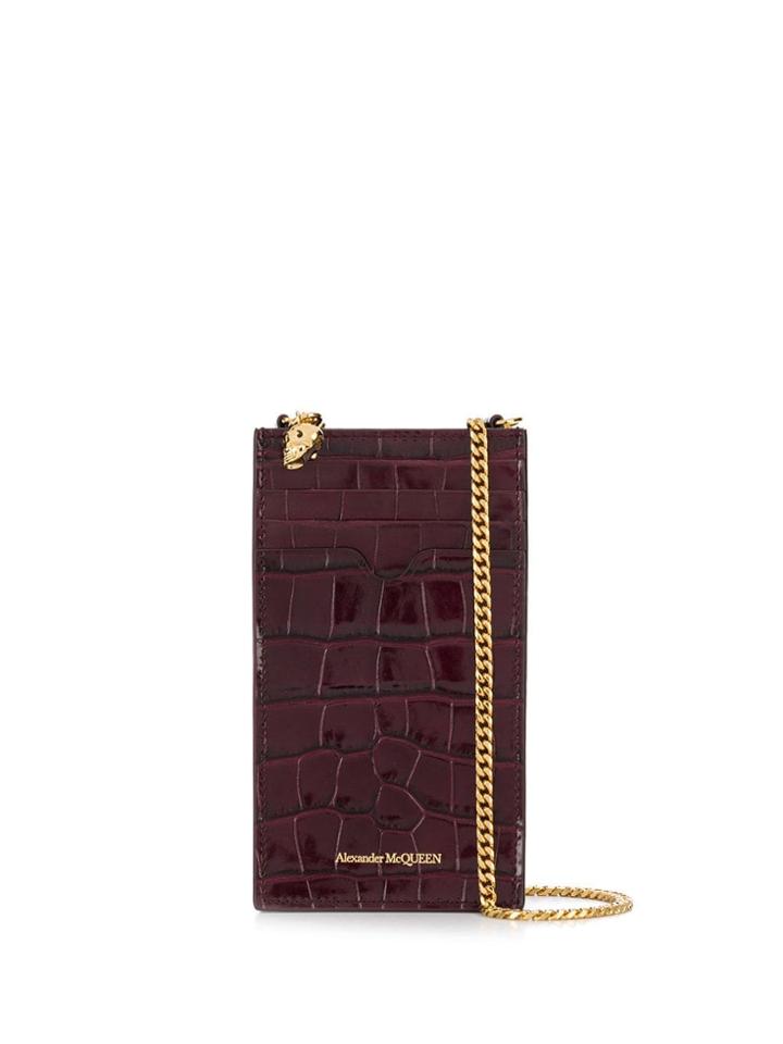 Alexander Mcqueen Crocodile-embossed Card Holder - Red