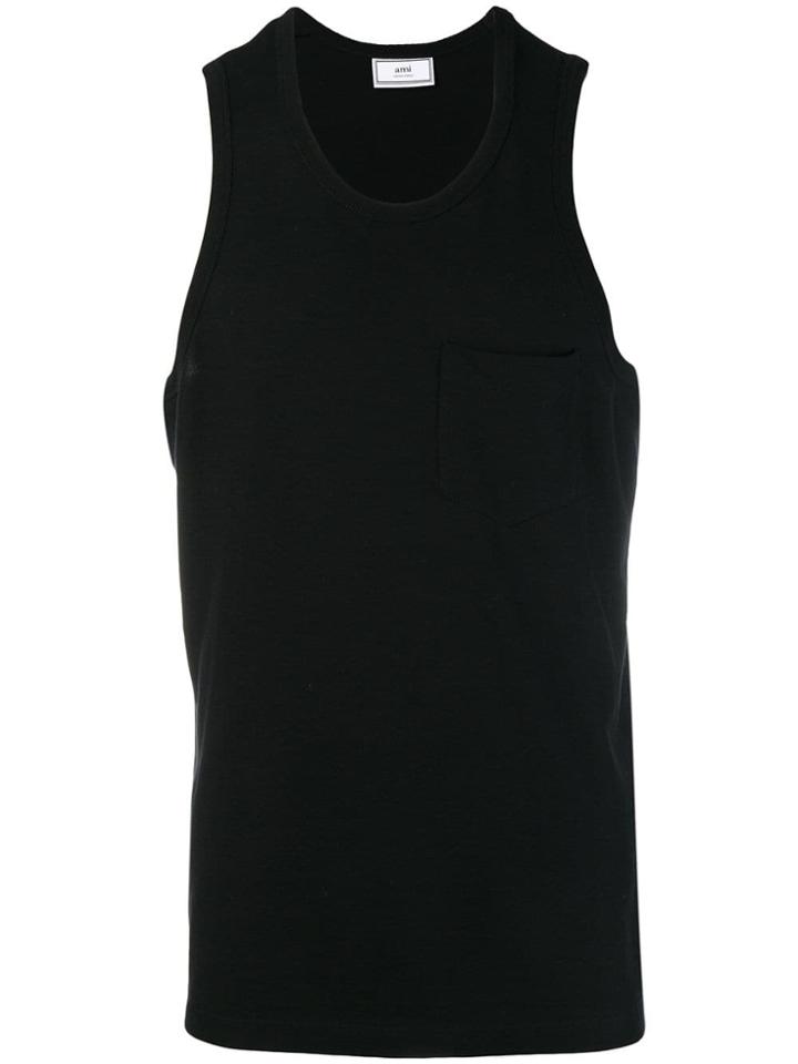 Ami Alexandre Mattiussi Tank Top With Chest Pocket - Black