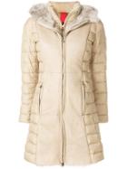Baldinini Padded Fur Trimmed Hooded Coat - Nude & Neutrals
