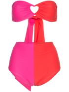 Paper London Florentine Heart Cutout Bikini - Pink & Purple