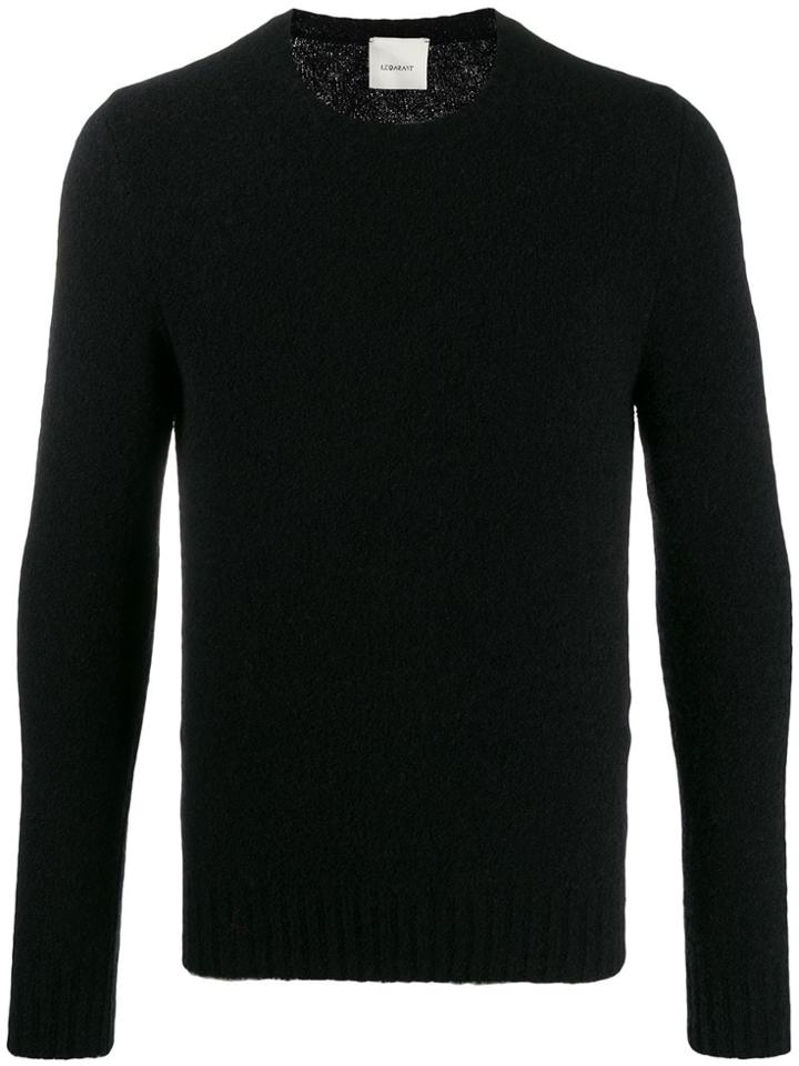 Leqarant Textured Knit Crew Neck Sweater - Black