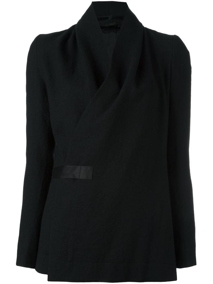Rick Owens Wrap-style Jacket, Women's, Size: 40, Black, Cupro/virgin Wool