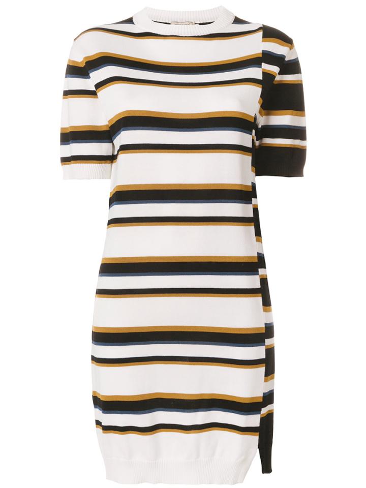Maison Kitsuné Multi-stripe Sweater Dress - White
