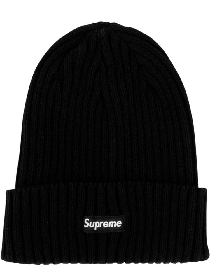 Supreme Ribbed Logo Beanie - Black