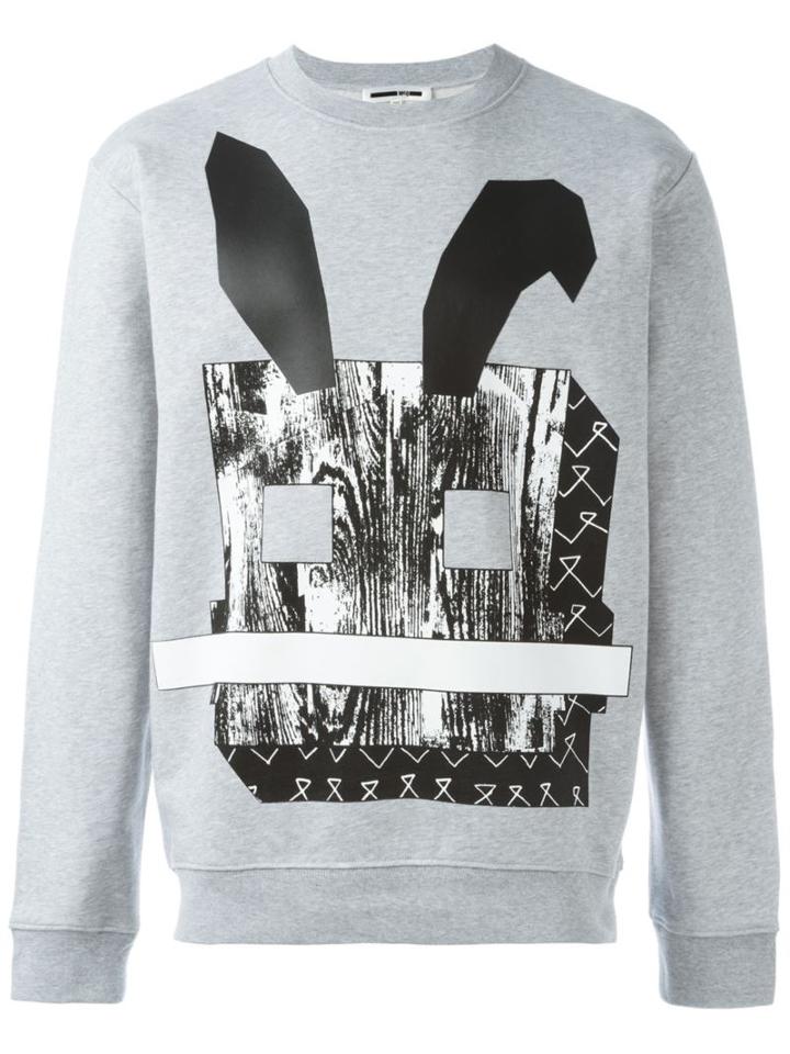 Mcq Alexander Mcqueen Electro Bunny Print Sweatshirt, Men's, Size: M, Grey, Cotton